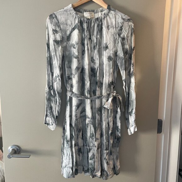 NWOT Anthropologie Cloth & Stone Watercolor Tie Waist Dress Size XS - Picture 3 of 5